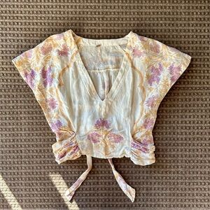 Free People crop top with adjustable waist ties